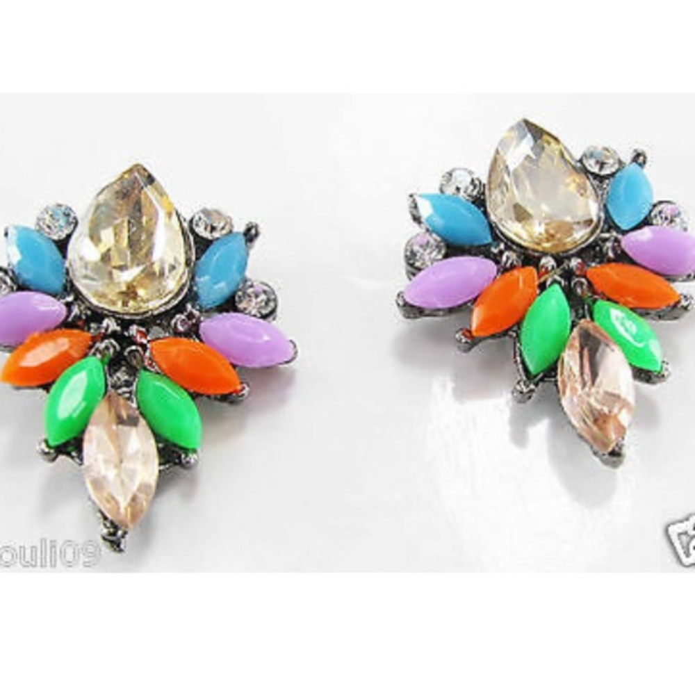 New! Bright & Colorful Gem Summer Earrings